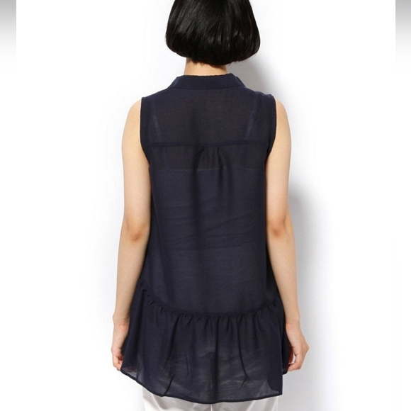 Charming Charlie sheer peplum sleeveless blouse size L - Picture 2 of 8